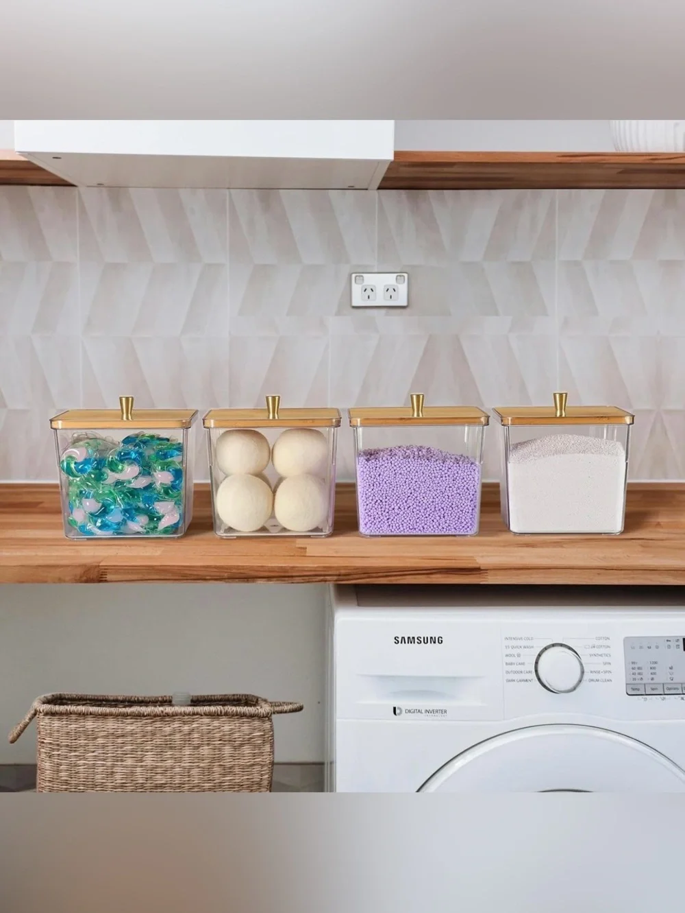 4 Pack Laundry Detergent Container, Clear Laundry Room Organization